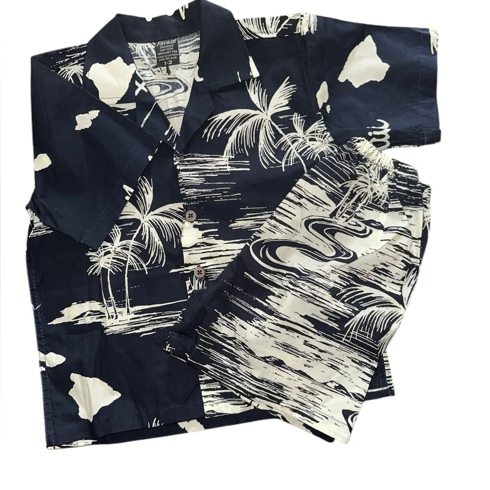 ⭐️NWT⭐️ Boy's Cabana Hawaiian Shirt and Short Set. Size 1-2( 18-24m)